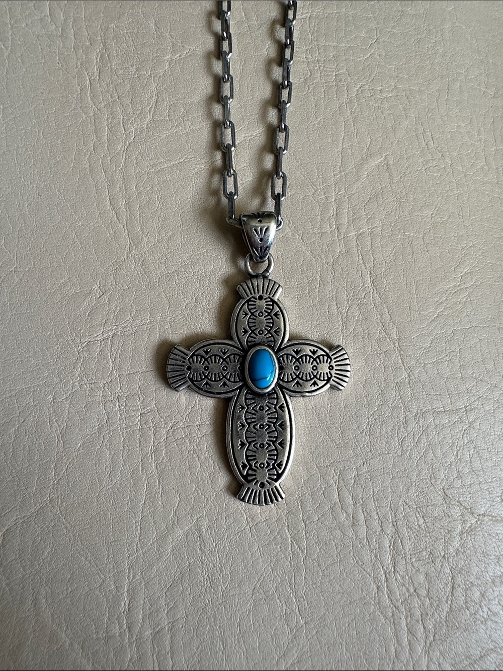 Montana Silversmiths Cross Necklace with Turquoise Accent